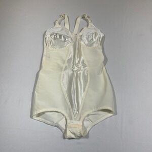 St Michael Shapewear Bodysuit Women 36C Ivory Vintage Eyelet Lace Satin UK Made